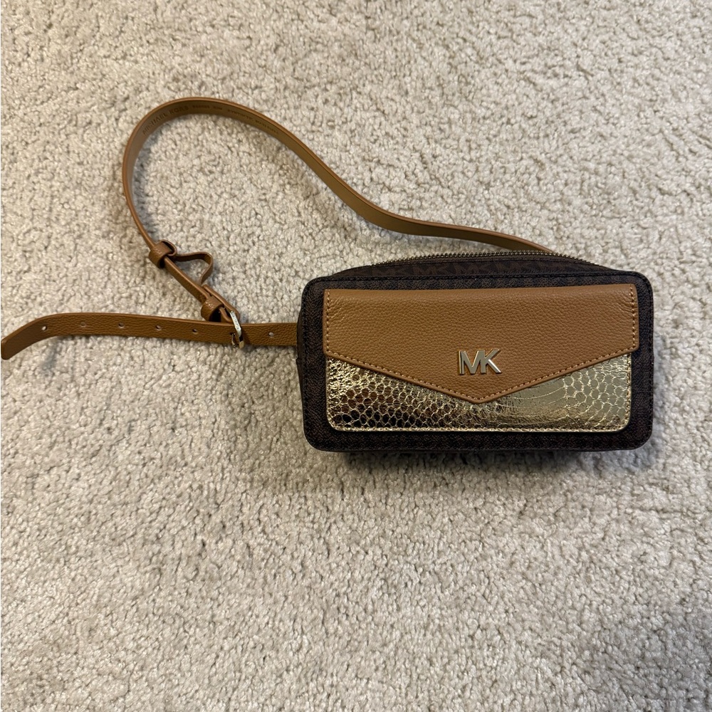 Michael Kors Brown and Gold Crossbody Bag